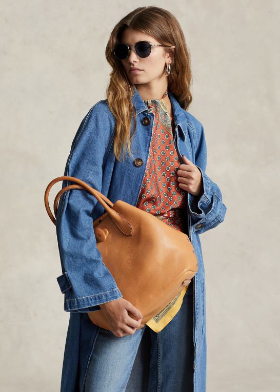 naturlig Kvinder Ralph Lauren Vachetta medium bellport tote med nitter Z426B5215
