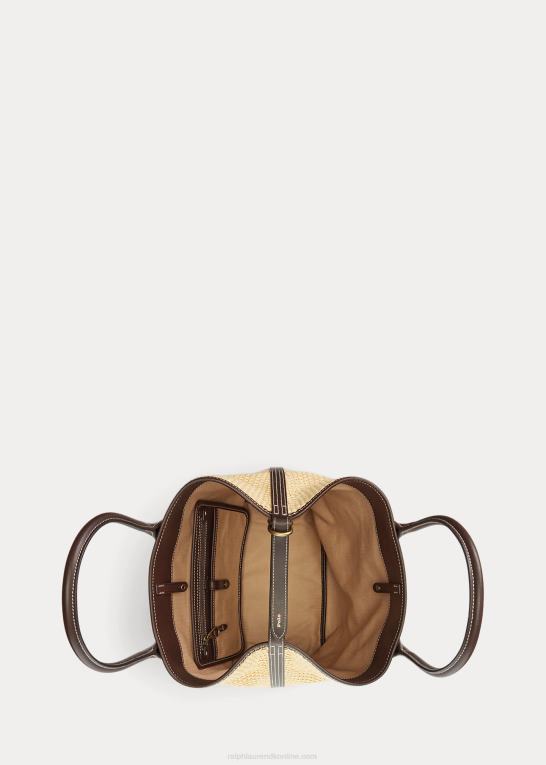 naturlig Kvinder Ralph Lauren medium bellport tote med læderbeklædt halm Z426B5198
