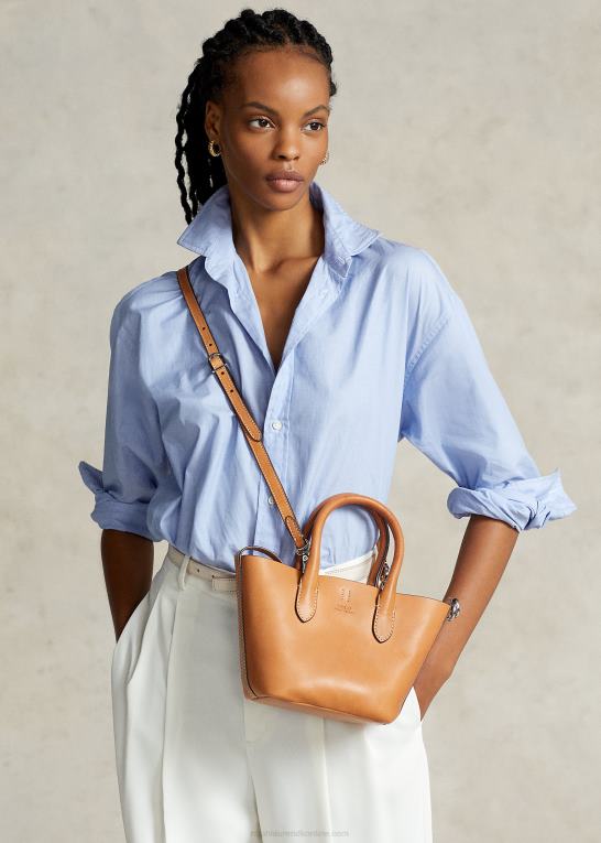naturlig Kvinder Ralph Lauren mini bellport-tote i læder Z426B5206