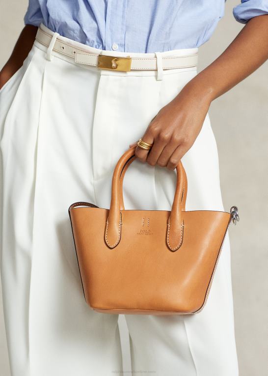 naturlig Kvinder Ralph Lauren mini bellport-tote i læder Z426B5206