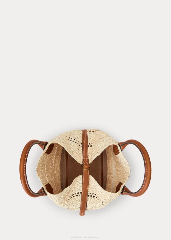 naturlig/cuoio Kvinder Ralph Lauren mellemlang bellport-tote i raffia-læder Z426B5197