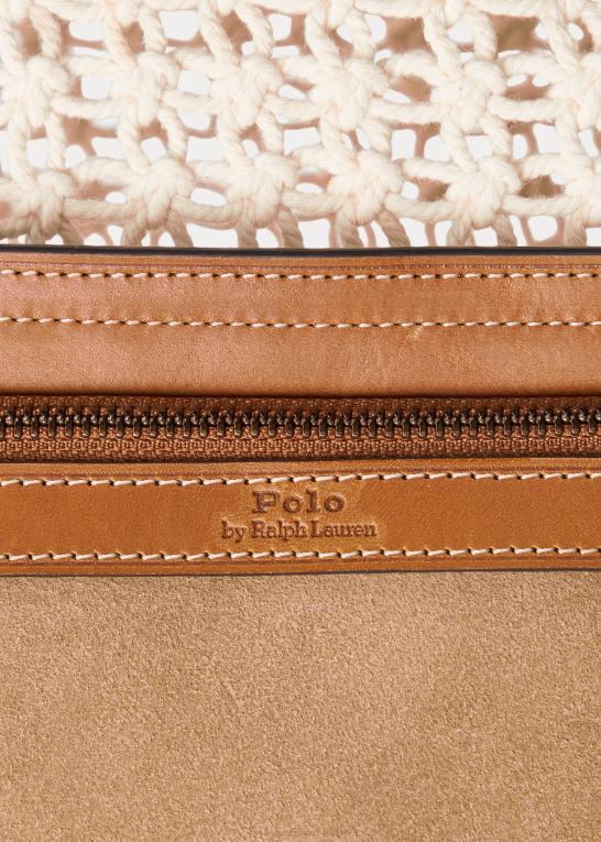 pergament creme Kvinder Ralph Lauren læderbeklædt hæklet stor bellport-tote Z426B5190