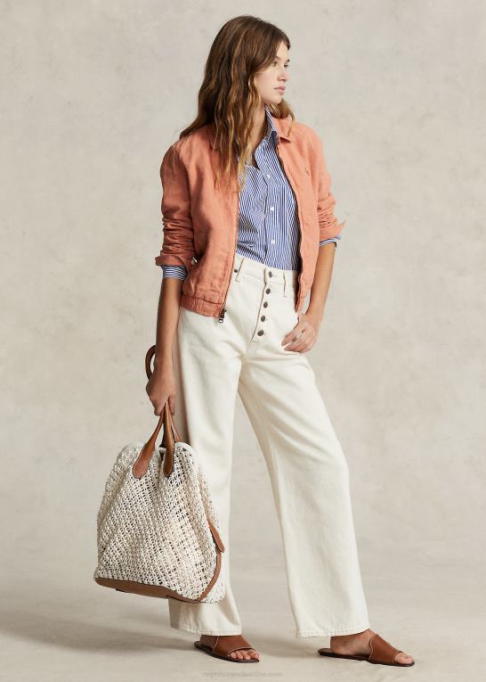 pergament creme Kvinder Ralph Lauren læderbeklædt hæklet stor bellport-tote Z426B5190