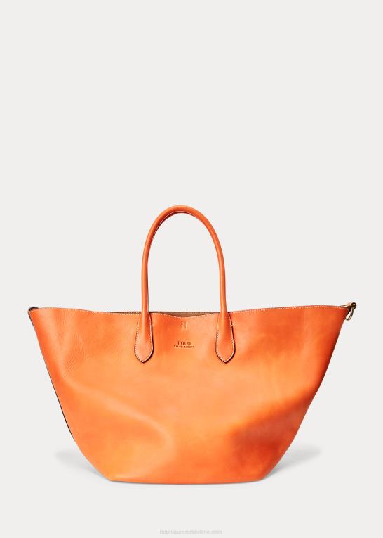 persimmon Kvinder Ralph Lauren læder stor bellport tote Z426B5220