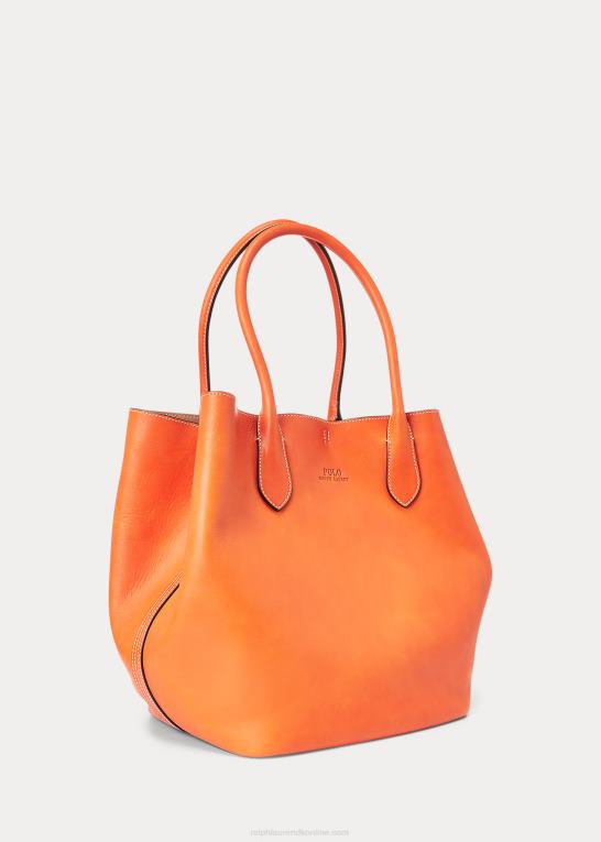 persimmon Kvinder Ralph Lauren læder stor bellport tote Z426B5220