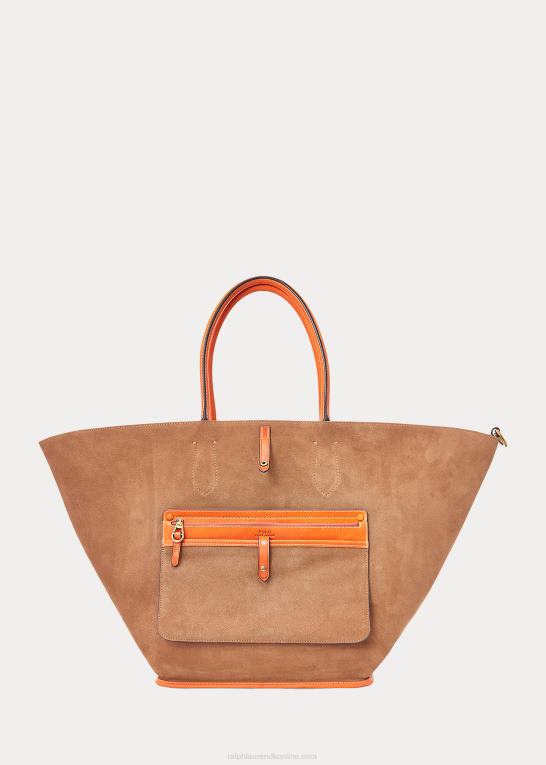 persimmon Kvinder Ralph Lauren læder stor bellport tote Z426B5220
