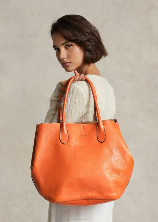 persimmon Kvinder Ralph Lauren læder stor bellport tote Z426B5220