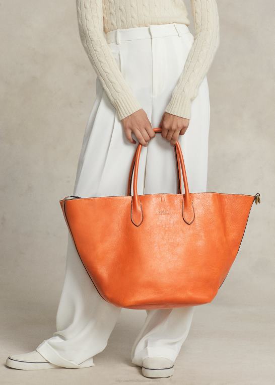 persimmon Kvinder Ralph Lauren læder stor bellport tote Z426B5220