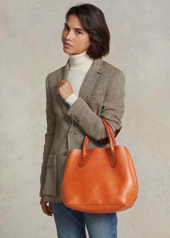 persimmon Kvinder Ralph Lauren medium bellport-tote i læder Z426B5218