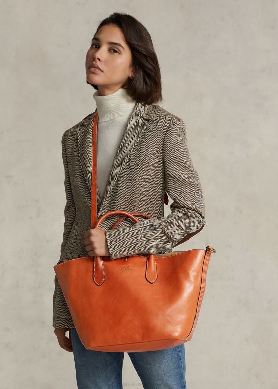 persimmon Kvinder Ralph Lauren medium bellport-tote i læder Z426B5218