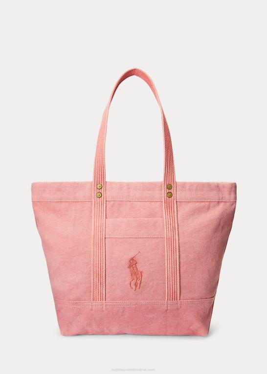 rød Kvinder Ralph Lauren mellemstor mulepose i lærred Z426B5239