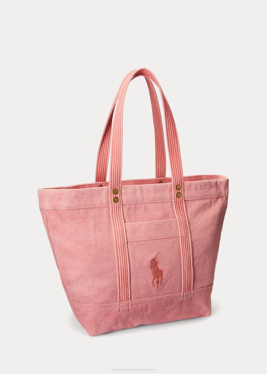 rød Kvinder Ralph Lauren mellemstor mulepose i lærred Z426B5239