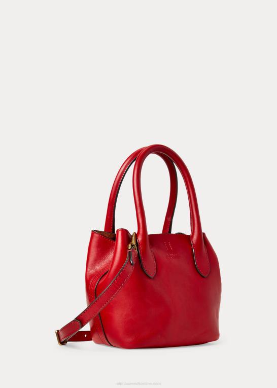 rød Kvinder Ralph Lauren mini bellport-tote i vokset læder Z426B5204