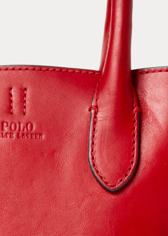 rød Kvinder Ralph Lauren mini bellport-tote i vokset læder Z426B5204