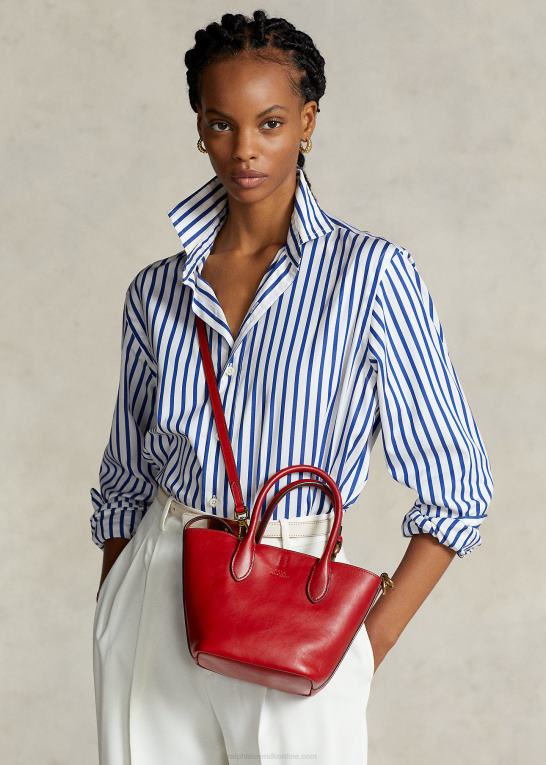 rød Kvinder Ralph Lauren mini bellport-tote i vokset læder Z426B5204