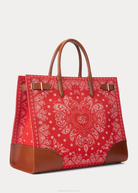 rødt bandana print Kvinder Ralph Lauren print lærred stor devyn mulepose Z426B5456