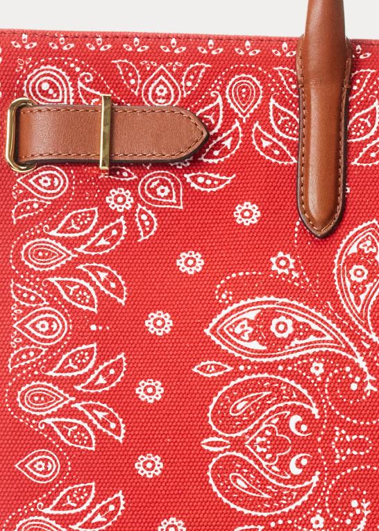 rødt bandana print Kvinder Ralph Lauren print lærred stor devyn mulepose Z426B5456