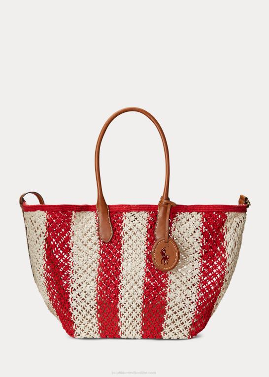 rubin/naturlig Kvinder Ralph Lauren stribet vævet stor bellport tote Z426B5189