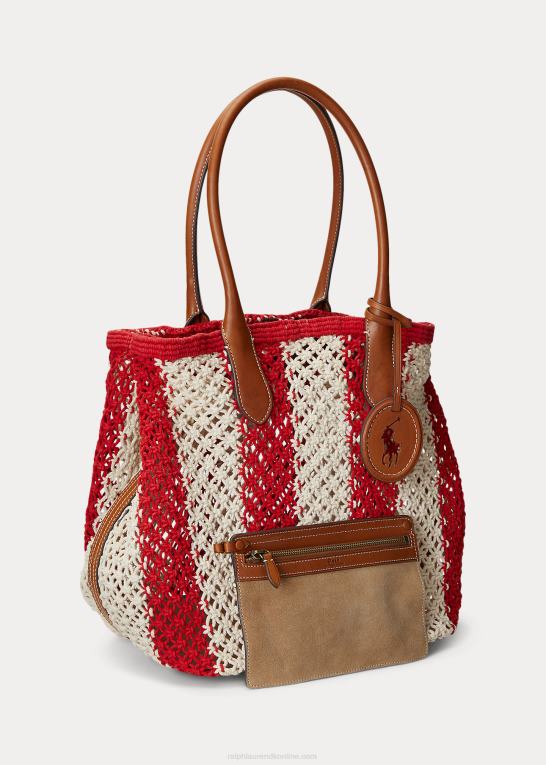 rubin/naturlig Kvinder Ralph Lauren stribet vævet stor bellport tote Z426B5189