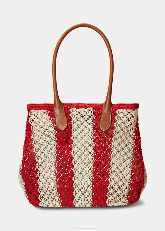 rubin/naturlig Kvinder Ralph Lauren stribet vævet stor bellport tote Z426B5189