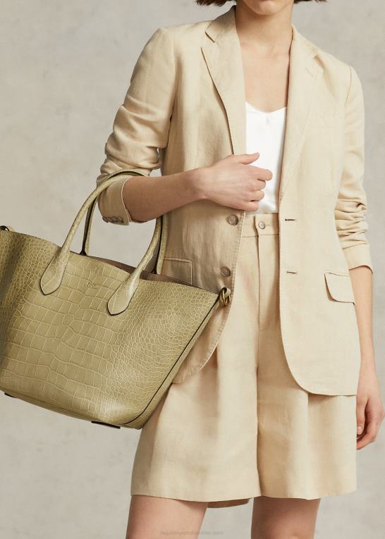 sand Kvinder Ralph Lauren krokodillepræget medium bellport tote Z426B5213