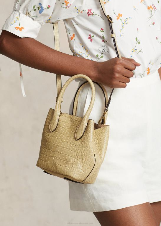 sand Kvinder Ralph Lauren lille bellport tote med præget læder Z426B5211