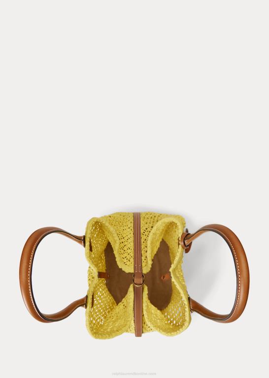 solfisk gul Kvinder Ralph Lauren læderbeklædt hæklet stor bellport-tote Z426B5191