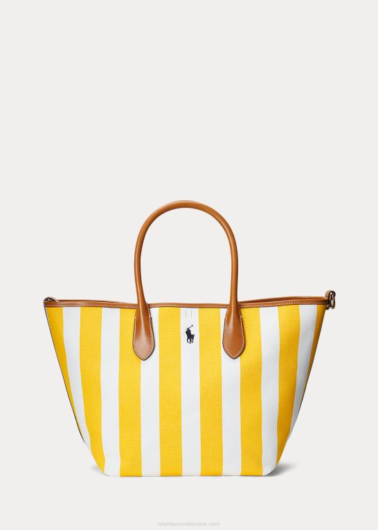 solfisk gul/marineblå Kvinder Ralph Lauren vendbar canvas medium bellport tote Z426B5196