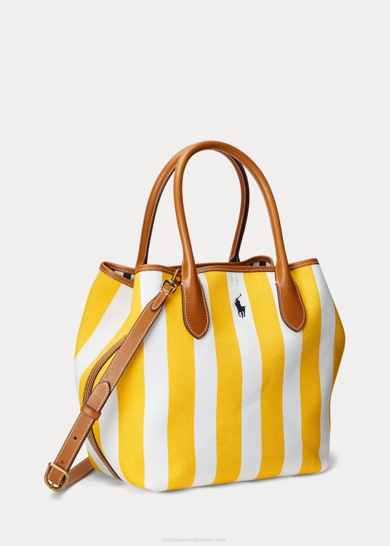 solfisk gul/marineblå Kvinder Ralph Lauren vendbar canvas medium bellport tote Z426B5196