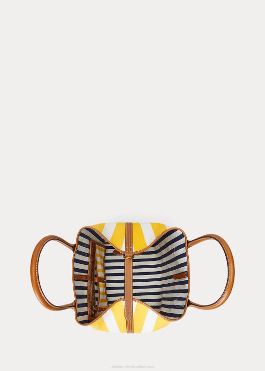 solfisk gul/marineblå Kvinder Ralph Lauren vendbar canvas medium bellport tote Z426B5196