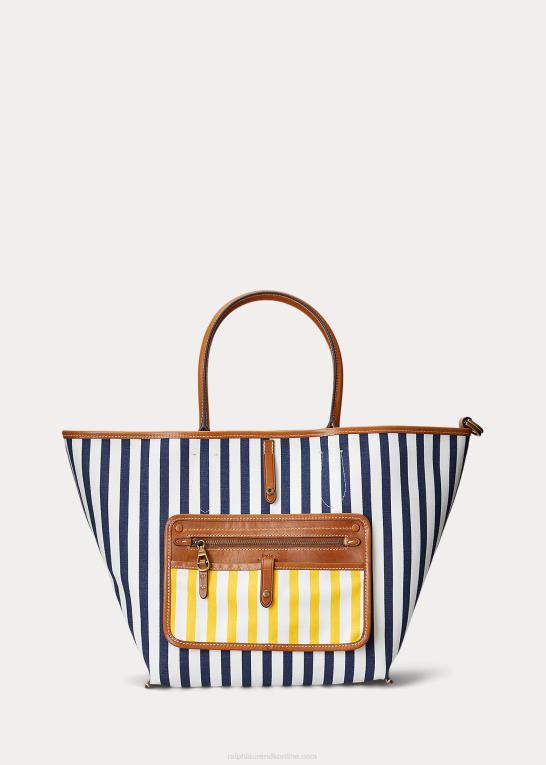 solfisk gul/marineblå Kvinder Ralph Lauren vendbar canvas medium bellport tote Z426B5196