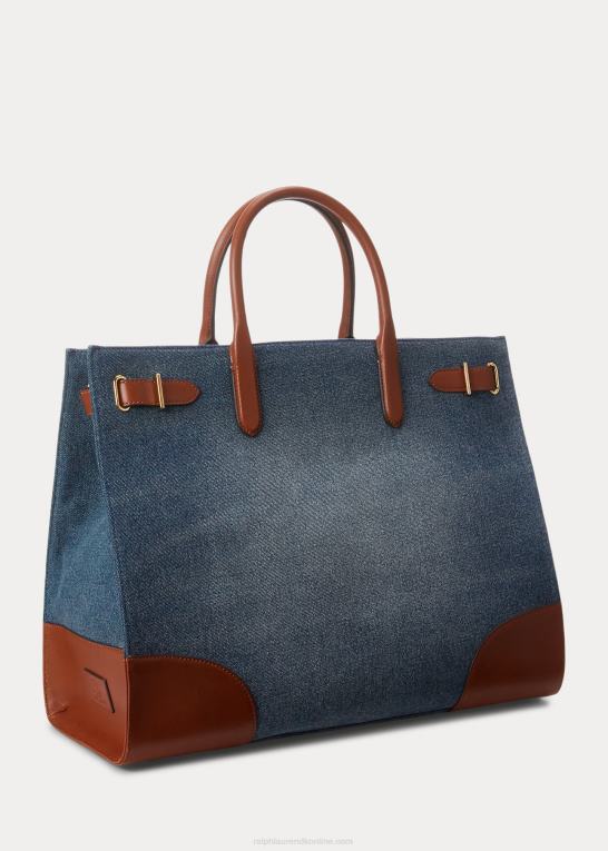 solnedgang indigo vask Kvinder Ralph Lauren stor devyn mulepose i læderbeklædt denim Z426B5426