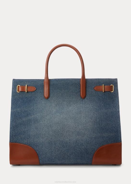 solnedgang indigo vask Kvinder Ralph Lauren stor devyn mulepose i læderbeklædt denim Z426B5426