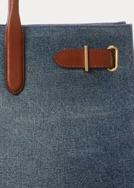 solnedgang indigo vask Kvinder Ralph Lauren stor devyn mulepose i læderbeklædt denim Z426B5426
