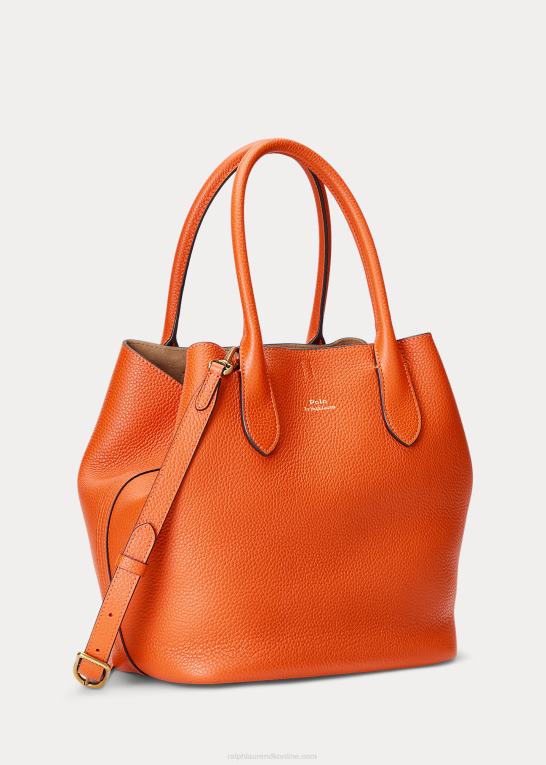 solnedgang orange Kvinder Ralph Lauren vendbar medium bellport-tote i læder Z426B5214