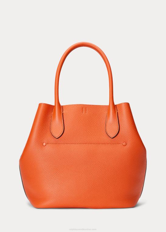 solnedgang orange Kvinder Ralph Lauren vendbar medium bellport-tote i læder Z426B5214