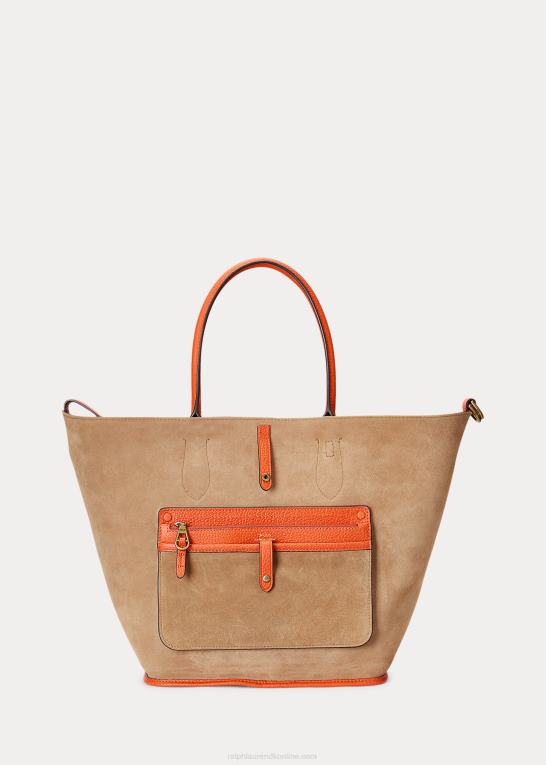 solnedgang orange Kvinder Ralph Lauren vendbar medium bellport-tote i læder Z426B5214