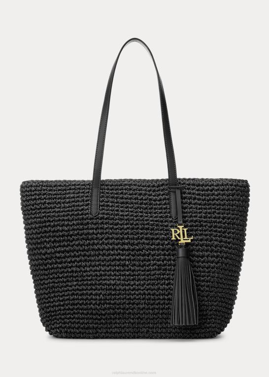 sort Kvinder Ralph Lauren halm medium whitney tote Z426B5423