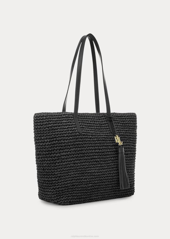 sort Kvinder Ralph Lauren halm medium whitney tote Z426B5423
