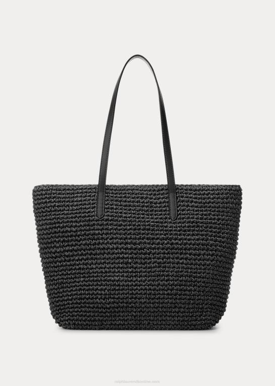 sort Kvinder Ralph Lauren halm medium whitney tote Z426B5423