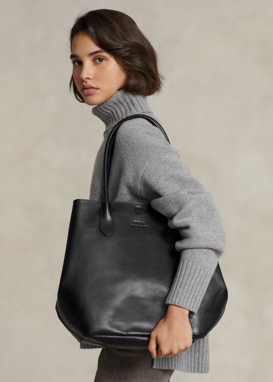 sort Kvinder Ralph Lauren læder stor bellport tote Z426B5222