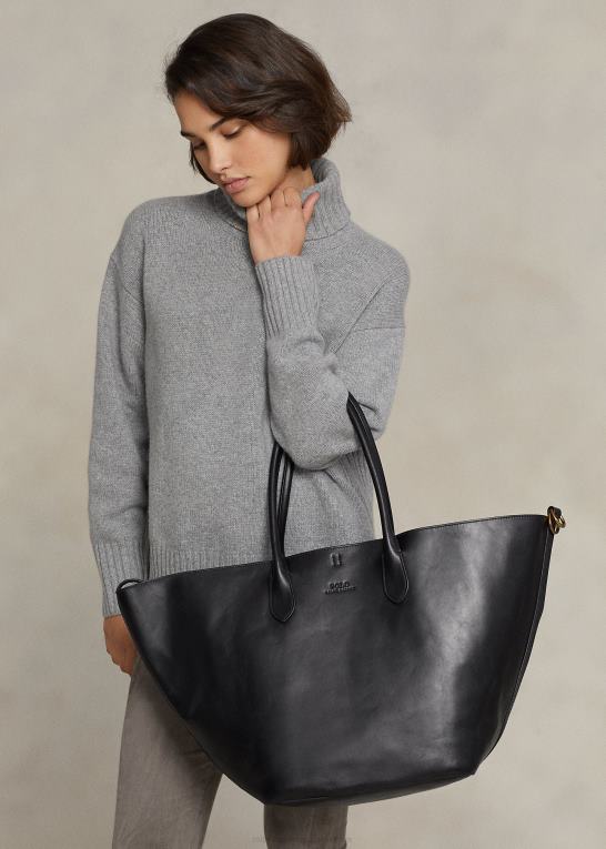 sort Kvinder Ralph Lauren læder stor bellport tote Z426B5222