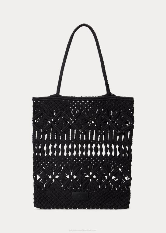 sort Kvinder Ralph Lauren macrame stor cora mulepose Z426B5424