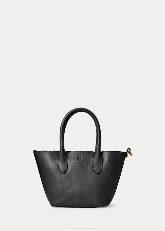 sort Kvinder Ralph Lauren mini bellport-tote i læder Z426B5207