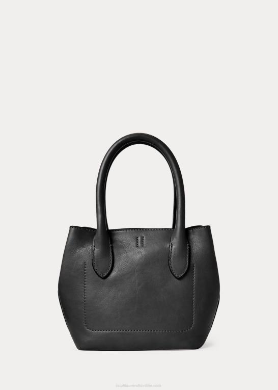 sort Kvinder Ralph Lauren mini bellport-tote i læder Z426B5207