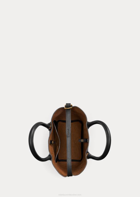 sort Kvinder Ralph Lauren mini bellport-tote i læder Z426B5207