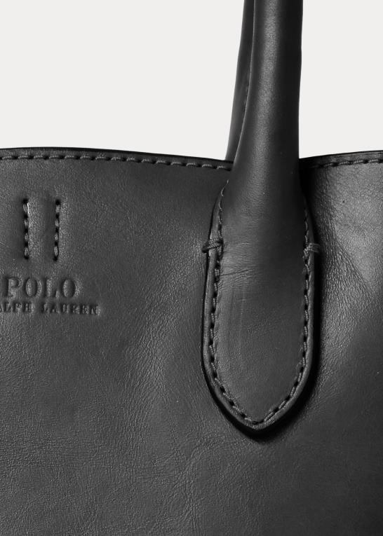 sort Kvinder Ralph Lauren mini bellport-tote i læder Z426B5207