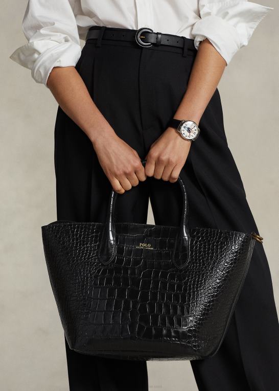 sort Kvinder Ralph Lauren præget medium bellport tote Z426B5217