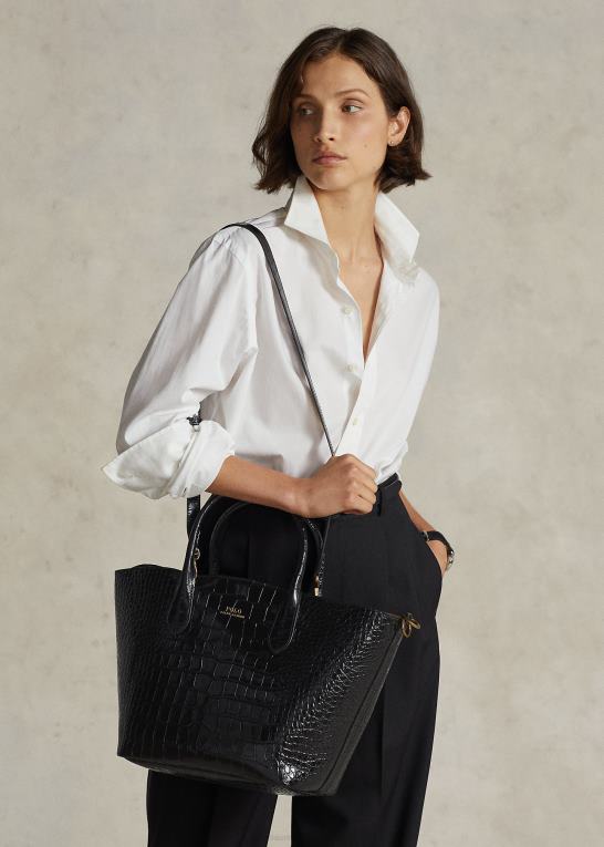 sort Kvinder Ralph Lauren præget medium bellport tote Z426B5217