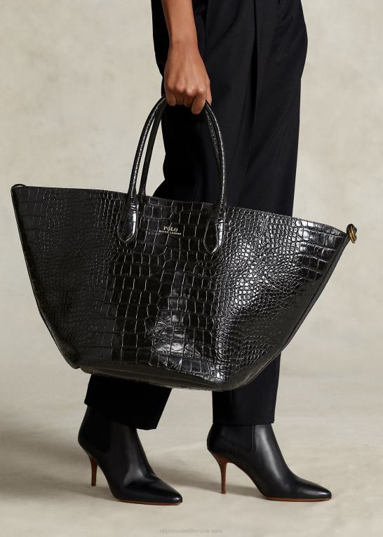 sort Kvinder Ralph Lauren præget stor bellport tote Z426B5225